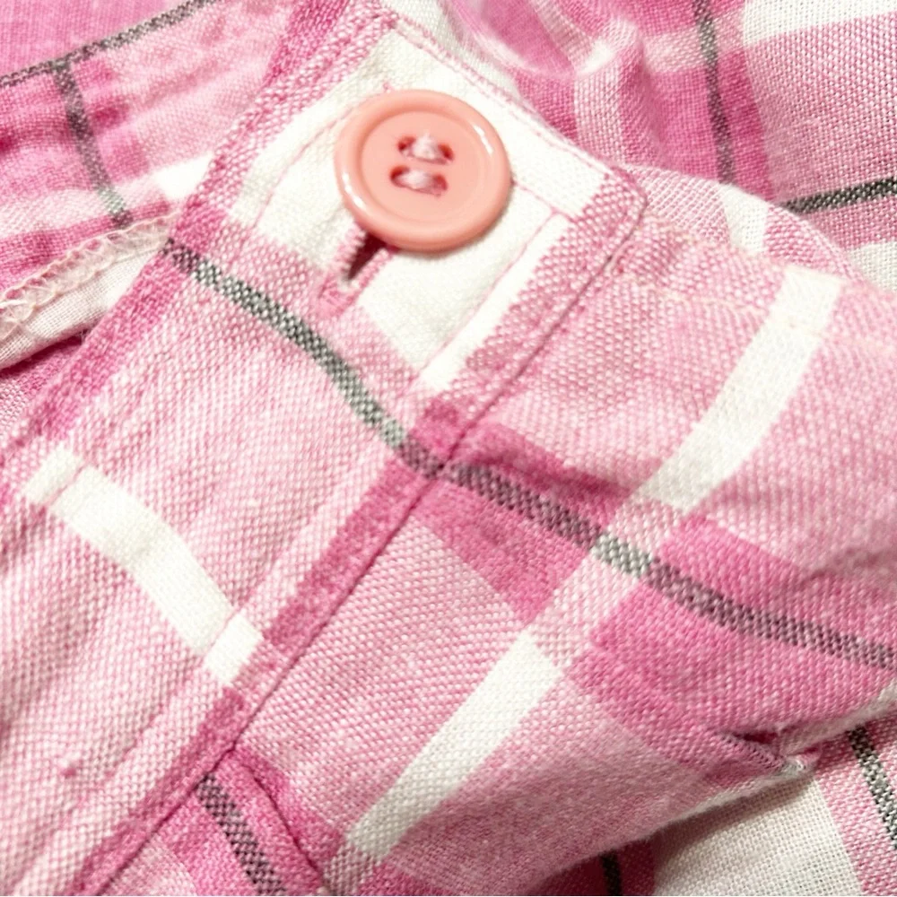 Vintage Chaus Petites Plaid Pleated Midi Skirt Banded Waist Side Button 🩷🤍🖤 - Picture 7 of 9